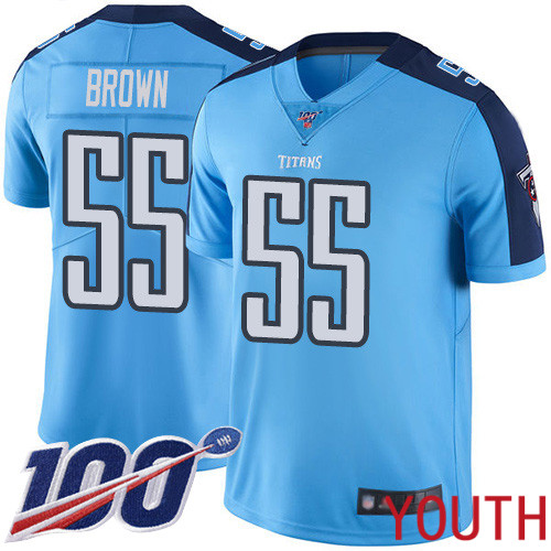 Tennessee Titans Limited Light Blue Youth Jayon Brown Jersey NFL Football 55 100th Season Rush Vapor Untouchable